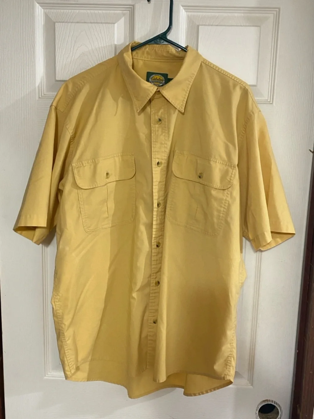Cabela’s Yellow Button Up Shirt Men’s Large Short Sleeve Pockets - Picture 2 of 5